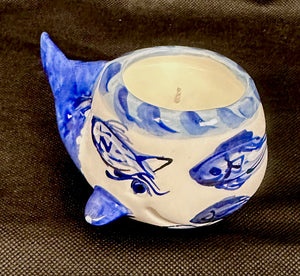 NEW!!! Happy Whale Candles! Hydrangea & Fish Motifs