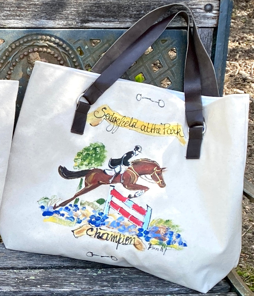 19” X 14” Equestrian Lined Canvas Tote