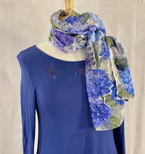 Load image into Gallery viewer, Frédérique’s Hydrangea Design 72” X 18” Modal Fabric Scarf

