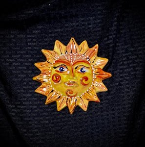 6.5" Ceramic hand painted Happy Sun Face