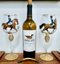 Load image into Gallery viewer, SAVE! Pax de deux Hand Painted Wine Tote and Pair of Hand Painted Gold Rimmed Wine Glasses!
