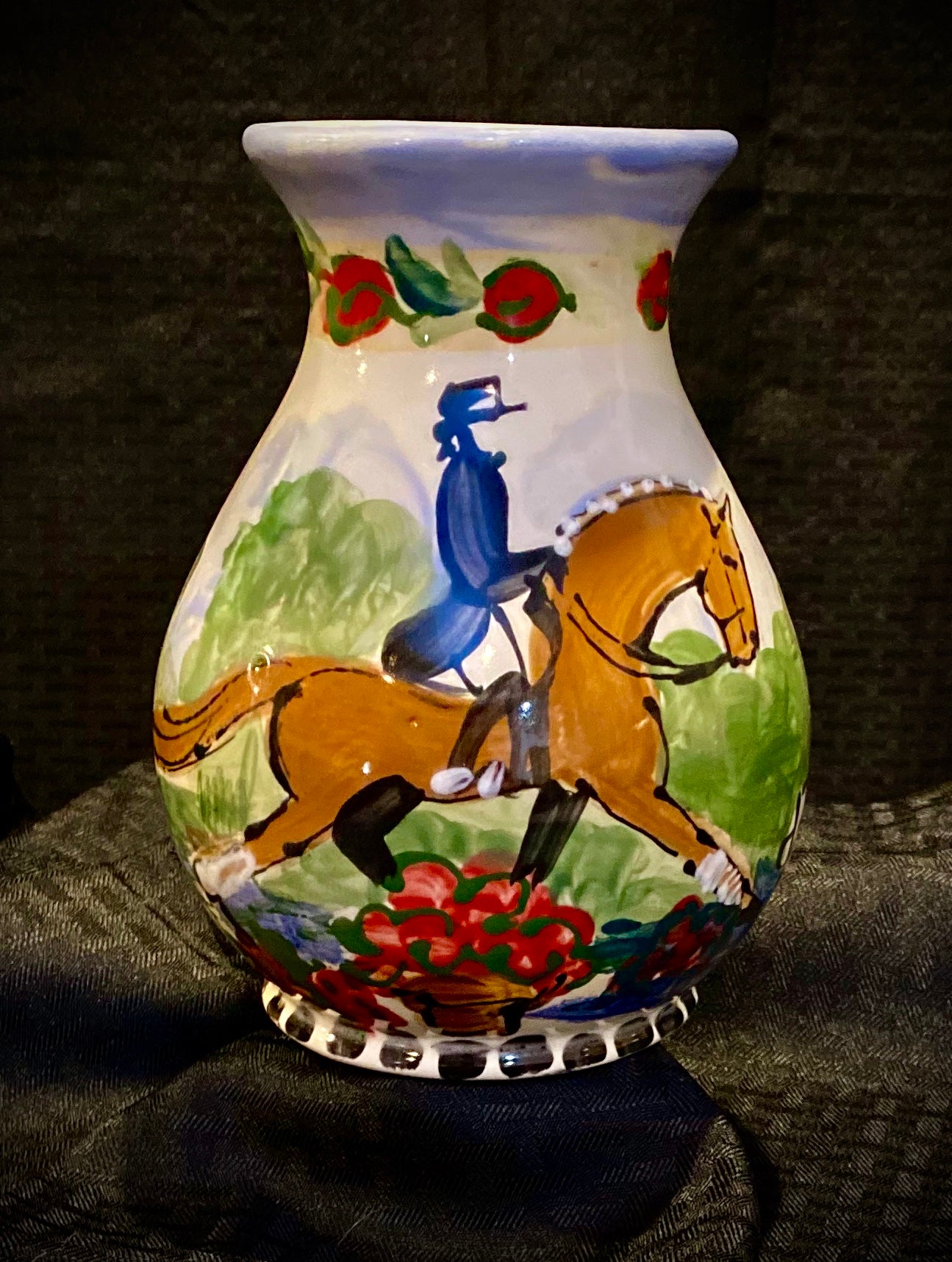 Equestrian Hand Painted Vase - 8
