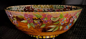 Versailles Collection - 14" Fox Hunt Motif Cherry Wood Bowl