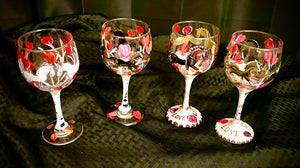 Valentines Day LOVE FILLED Hand Painted Wine Glasses