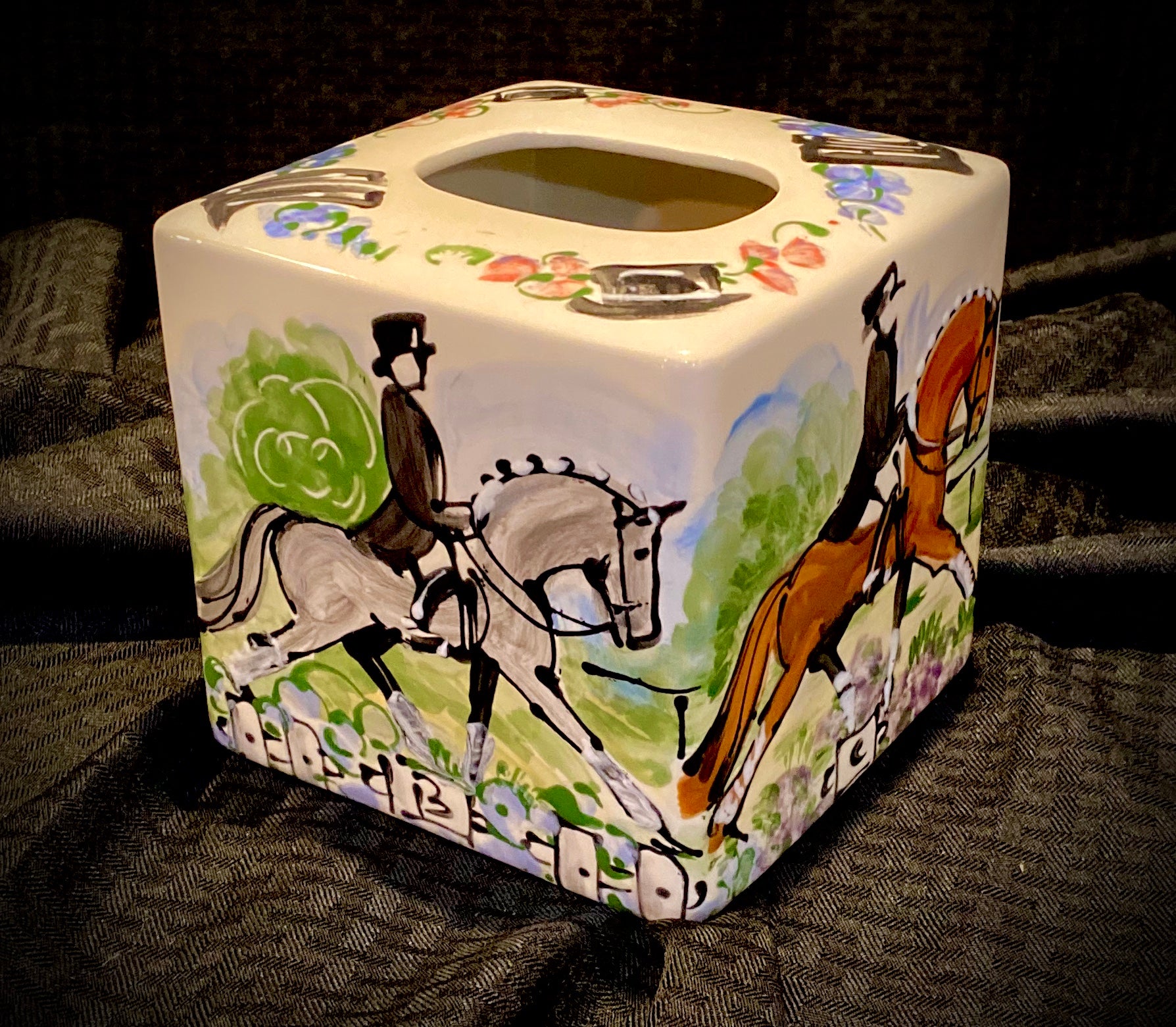 Equestrian Motif tissue box - 5.75