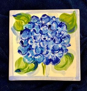 6" Ceramic Hydrangea Trivets - With or Without Nantucket Basket.