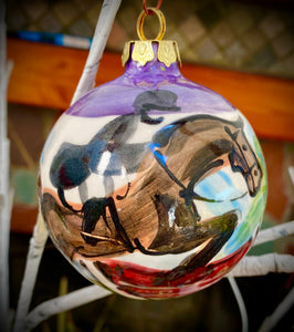 Christmas Holiday Ornaments - Equestrian Hand Painted Ceramic ornaments available in 2.5", 3" & 3.5"