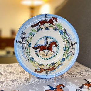 Equestrian Hand Painted Ceramic Bowl - 10"
