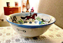 Load image into Gallery viewer, Equestrian Hand Painted Ceramic Bowl - 10&quot;
