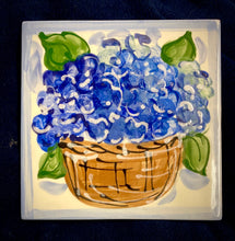 Load image into Gallery viewer, 6&quot; Ceramic Hydrangea Trivets - With or Without Nantucket Basket.
